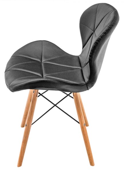 Scaun Oslo, DENVER, piele ecologica neagra, picioare lemn, 48x39x74 cm