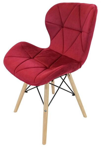 Scaun Oslo, DENVER, catifea bordo, picioare lemn, 48x39x74 cm