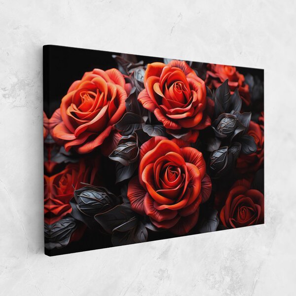 Tablou Canvas, 20x30cm, Dormitor si Living, Flori, Trandafiri, Red Grey Rose