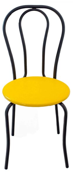Scaun Tulipan, DENVER, piele ecologica galbena, cadru negru, 40x40x89 cm