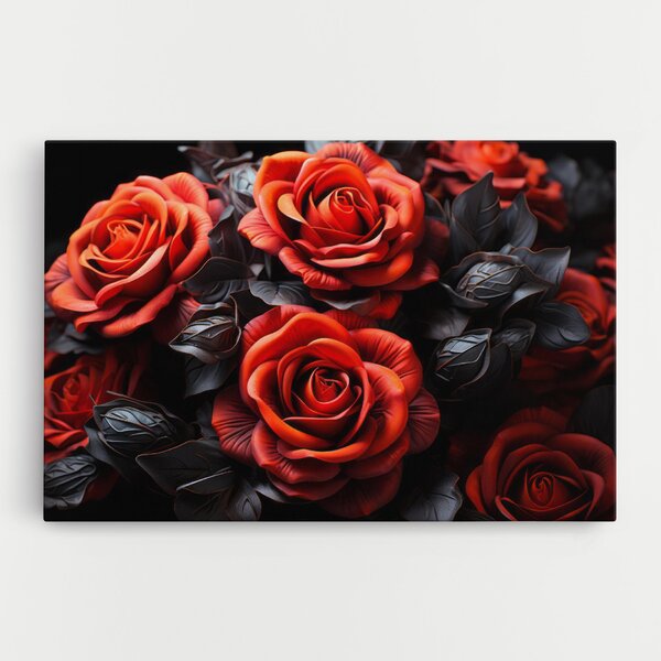 Tablou Canvas, 20x30cm, Dormitor si Living, Flori, Trandafiri, Red Grey Rose