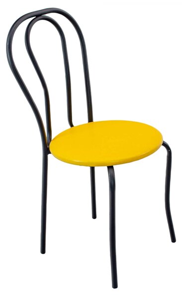 Scaun Tulipan, DENVER, piele ecologica galbena, cadru negru, 40x40x89 cm