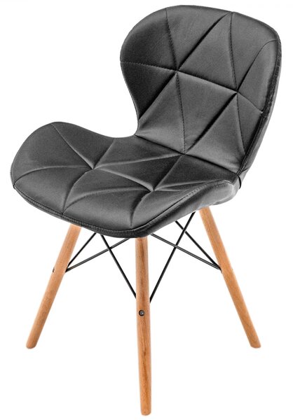Scaun Oslo, DENVER, piele ecologica neagra, picioare lemn, 48x39x74 cm