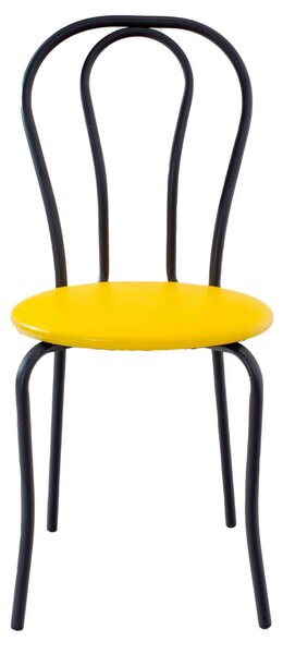 Scaun Tulipan, DENVER, piele ecologica galbena, cadru negru, 40x40x89 cm