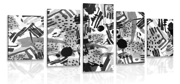 Tablou 5-piese abstract pop art alb-negru