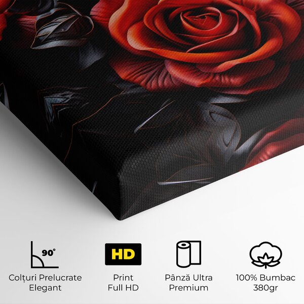 Tablou Canvas, 20x30cm, Dormitor si Living, Flori, Trandafiri, Red Grey Rose