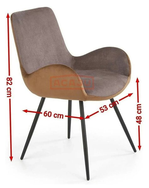Scaun tapitat K392, gri/maro, 53x60x82 cm