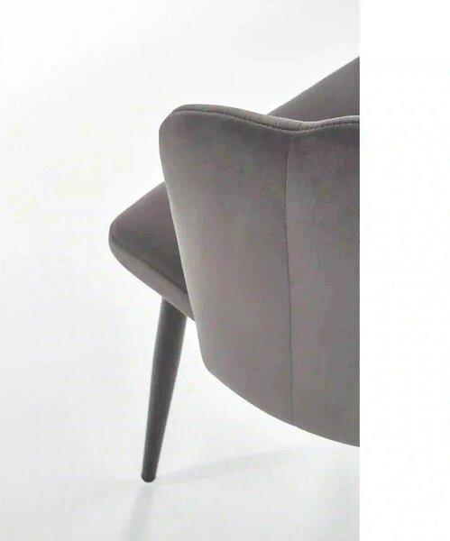 Scaun tapitat K386, gri inchis/negru, stofa catifelata/metal, 60x58x84