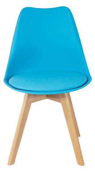Scaun Stockholm, DENVER, piele ecologica turcoaz, picioare lemn, 48x50x82 cm