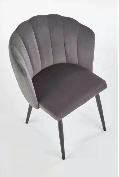 Scaun tapitat K386, gri inchis/negru, stofa catifelata/metal, 60x58x84
