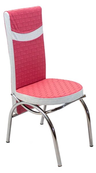 Scaun Venetia, DENVER, piele ecologica roz cu alb, 42x53x99 cm