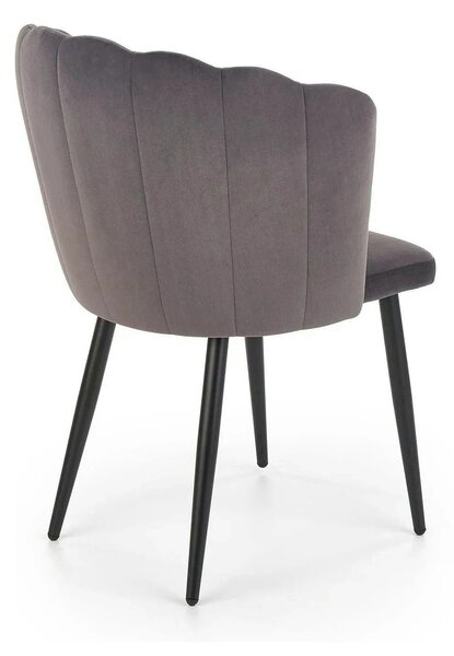 Scaun tapitat K386, gri inchis/negru, stofa catifelata/metal, 60x58x84
