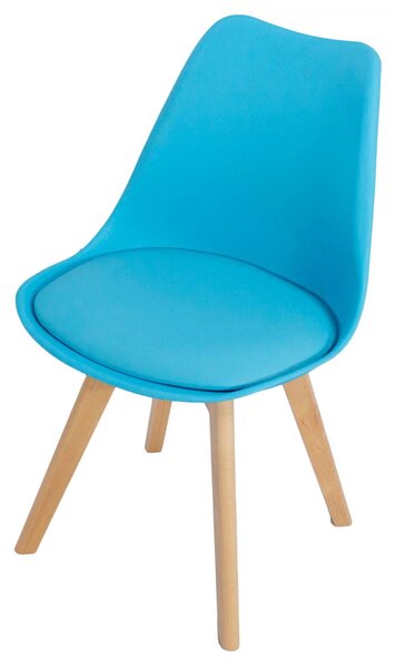 Scaun Stockholm, DENVER, piele ecologica turcoaz, picioare lemn, 48x50x82 cm