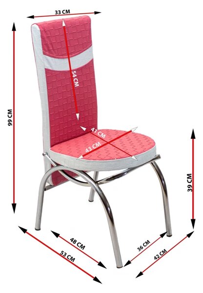 Scaun Venetia, DENVER, piele ecologica roz cu alb, 42x53x99 cm