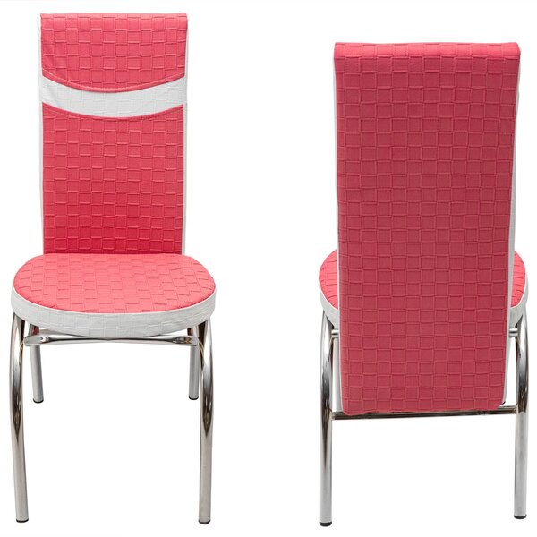 Scaun Venetia, DENVER, piele ecologica roz cu alb, 42x53x99 cm
