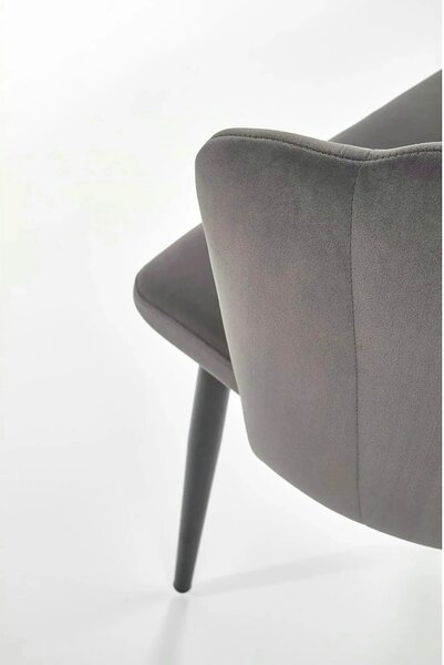 Scaun tapitat K386, gri inchis/negru, stofa catifelata/metal, 60x58x84