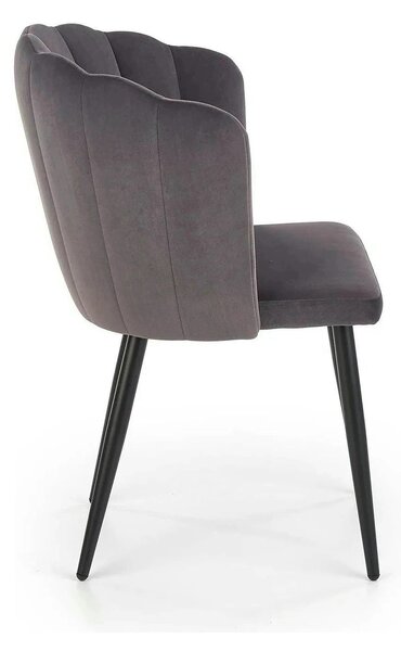 Scaun tapitat K386, gri inchis/negru, stofa catifelata/metal, 60x58x84