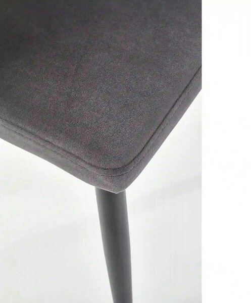 Scaun tapitat K386, gri inchis/negru, stofa catifelata/metal, 60x58x84