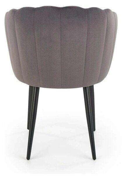 Scaun tapitat K386, gri inchis/negru, stofa catifelata/metal, 60x58x84