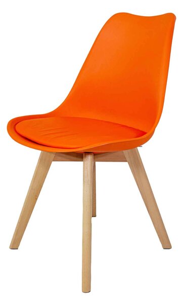 Scaun Stockholm, DENVER, piele ecologica portocalie, picioare lemn, 48x50x82 cm