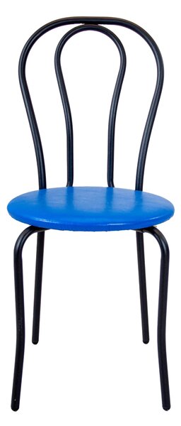Scaun Tulipan, DENVER, piele ecologica albastra, cadru negru, 40x40x89 cm