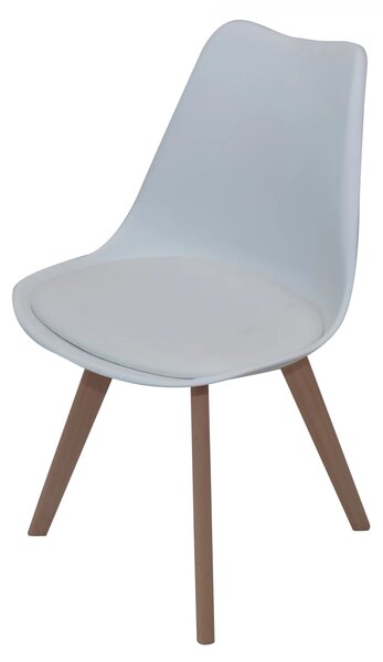 Scaun Stockholm, DENVER, piele ecologica alba, picioare lemn, 48x50x82 cm