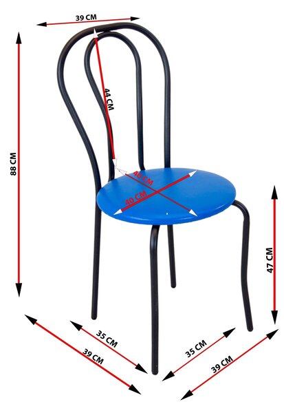 Scaun Tulipan, DENVER, piele ecologica albastra, cadru negru, 40x40x89 cm