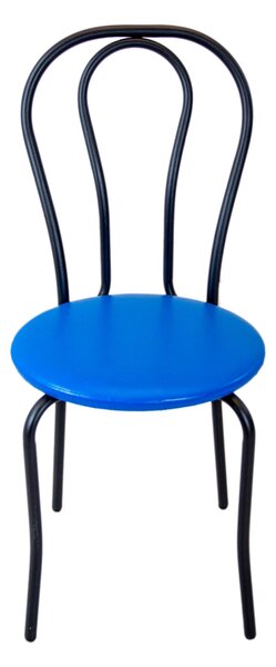 Scaun Tulipan, DENVER, piele ecologica albastra, cadru negru, 40x40x89 cm