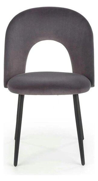 Scaun tapitat K384, gri/negru, stofa catifelata/metal, 54x57x84 cm