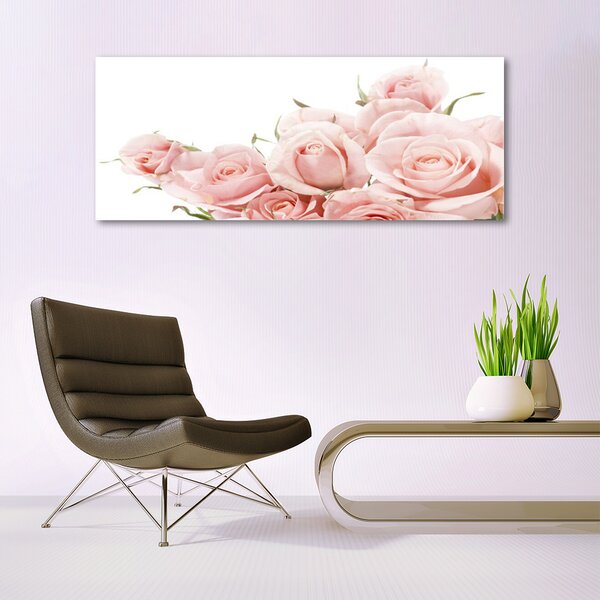 Tablou pe sticla Trandafiri Floral Bej Alb