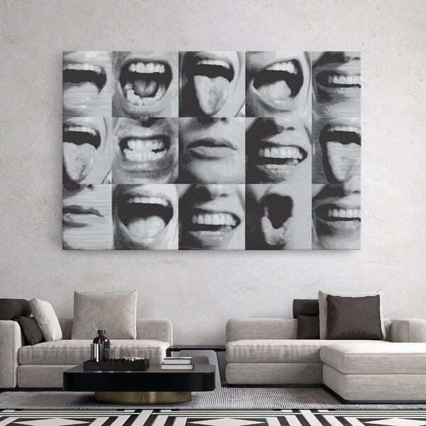 Tablou Canvas, 20x30cm, Dormitor si Living, Moderne, Colaje, Grey Mouth Collage