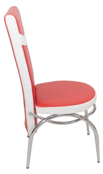 Scaun Venetia, DENVER, piele ecologica rosie cu alb, 42x53x99 cm