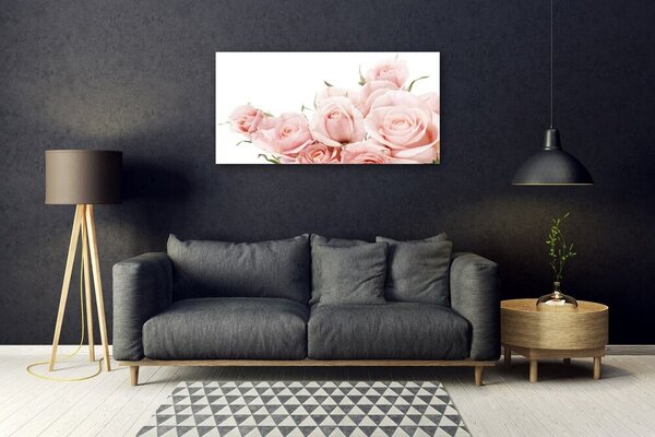Tablou pe sticla Trandafiri Floral Bej Alb