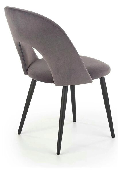 Scaun tapitat K384, gri/negru, stofa catifelata/metal, 54x57x84 cm