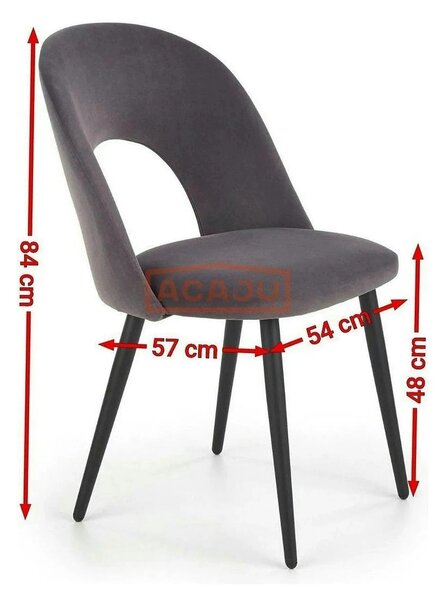 Scaun tapitat K384, verde/negru, stofa catifelata/metal, 54x57x84 cm