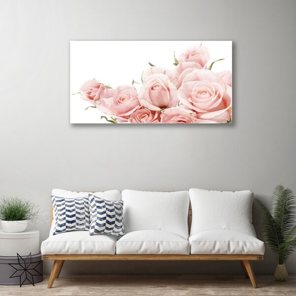 Tablou pe sticla Trandafiri Floral Bej Alb