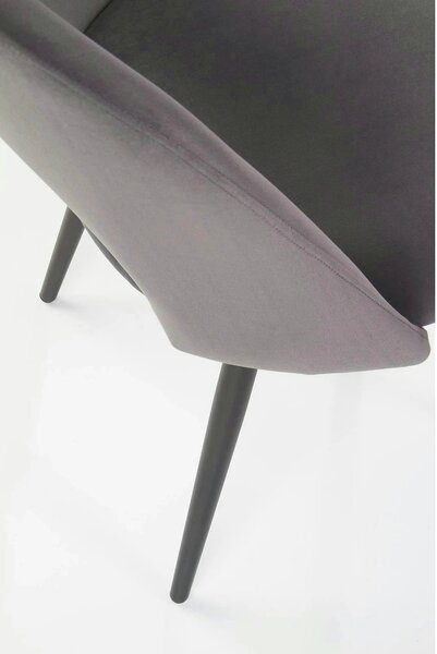 Scaun tapitat K384, gri/negru, stofa catifelata/metal, 54x57x84 cm