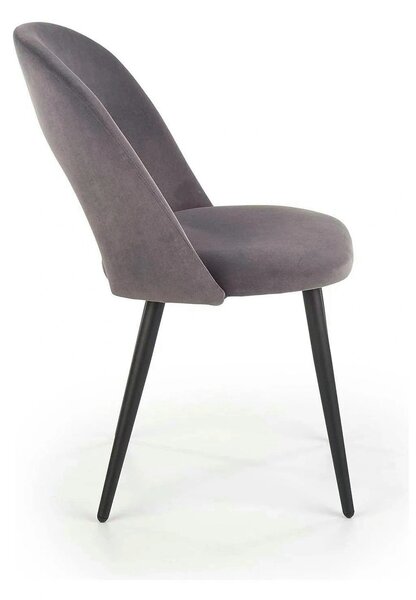 Scaun tapitat K384, gri/negru, stofa catifelata/metal, 54x57x84 cm