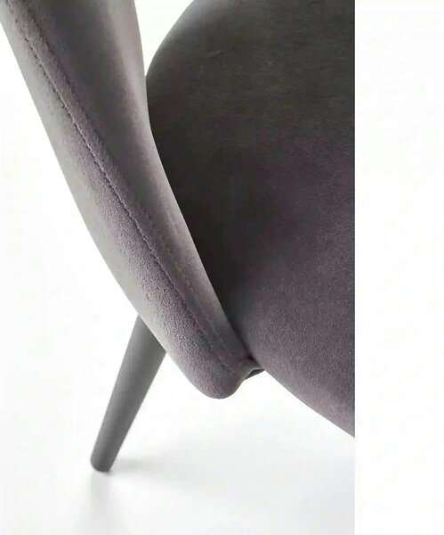 Scaun tapitat K384, gri/negru, stofa catifelata/metal, 54x57x84 cm