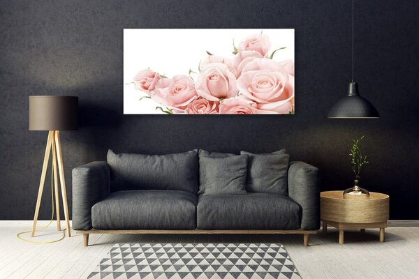 Tablou pe sticla Trandafiri Floral Bej Alb
