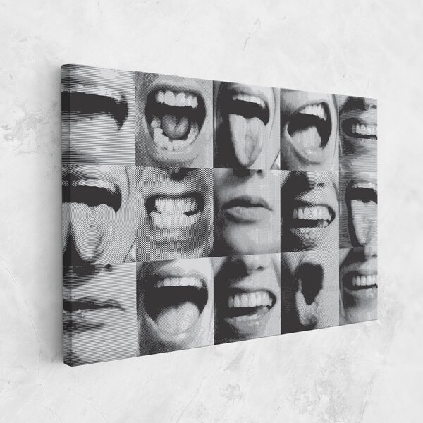 Tablou Canvas, 20x30cm, Dormitor si Living, Moderne, Colaje, Grey Mouth Collage
