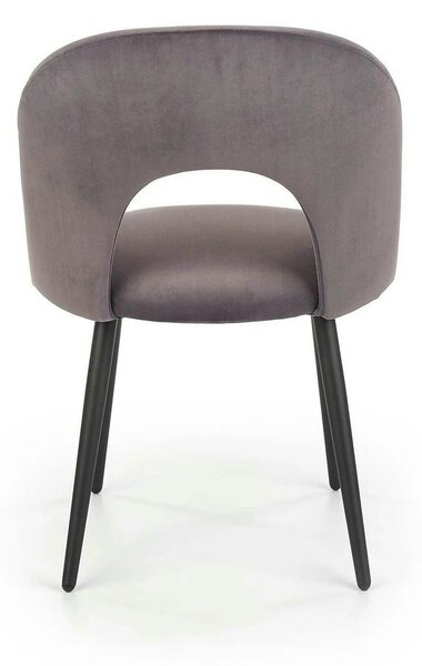Scaun tapitat K384, gri/negru, stofa catifelata/metal, 54x57x84 cm