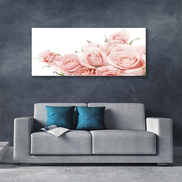 Tablou pe sticla Trandafiri Floral Bej Alb