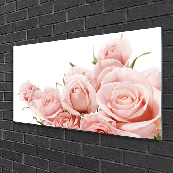 Tablou pe sticla Trandafiri Floral Bej Alb
