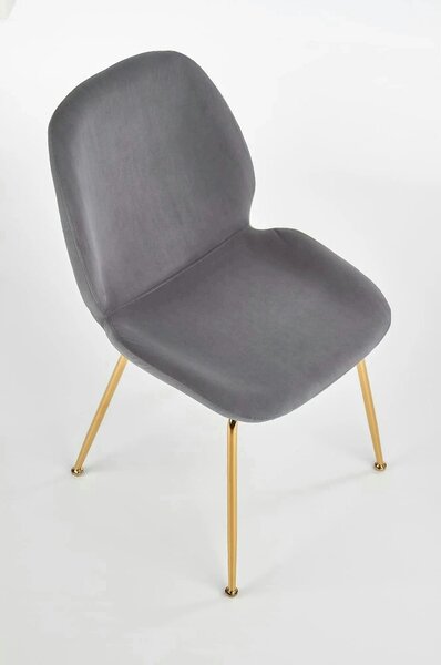 Scaun tapitat K381, gri/auriu, stofa catifelata/metal, 48x58x88 cm