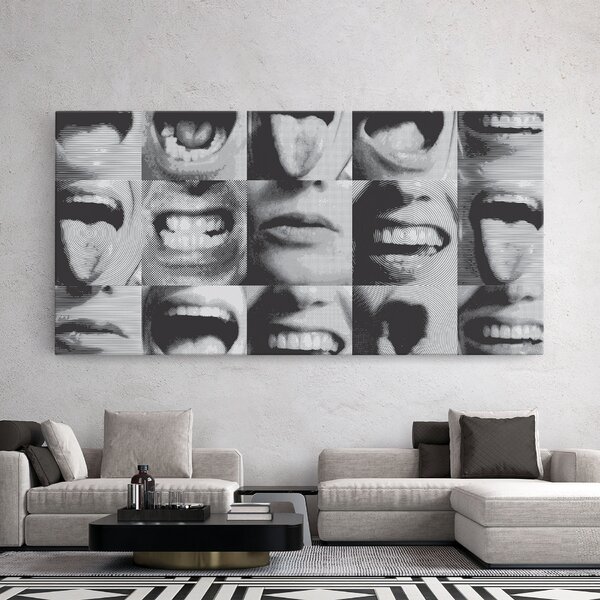 Tablou Canvas, 40x80cm, Dormitor si Living, Moderne, Colaje, Grey Mouth Collage