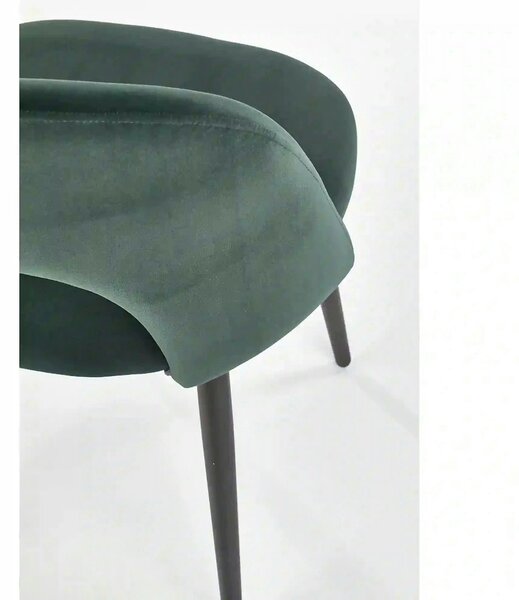 Scaun tapitat K384, verde/negru, stofa catifelata/metal, 54x57x84 cm
