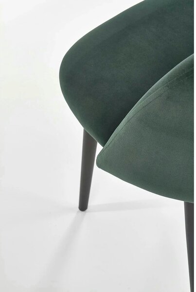 Scaun tapitat K384, verde/negru, stofa catifelata/metal, 54x57x84 cm