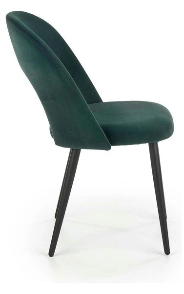 Scaun tapitat K384, verde/negru, stofa catifelata/metal, 54x57x84 cm