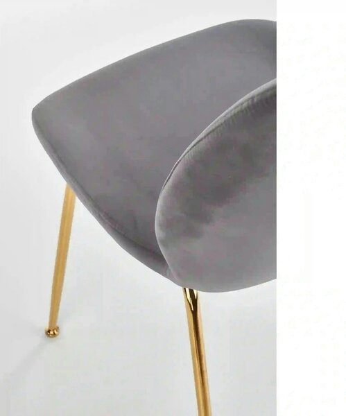 Scaun tapitat K381, gri/auriu, stofa catifelata/metal, 48x58x88 cm
